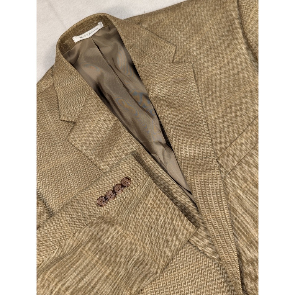 Lauren Ralph Lauren Silk Wool Windowpane Plaid Herringbone Mens Blazer Size 44R